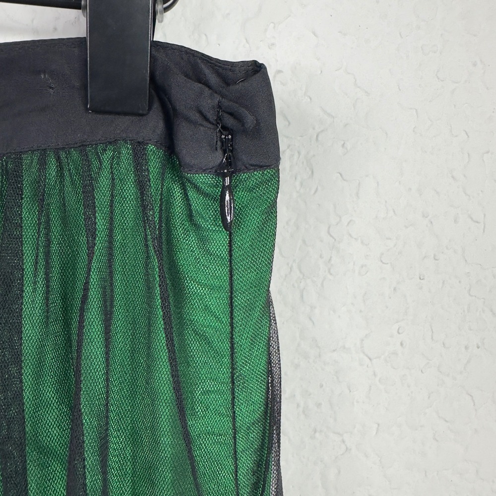 Anthropologie Lithe Skirt 6 Green Black Embroidered Overlay Romantic Whimsigoth - Picture 5 of 9